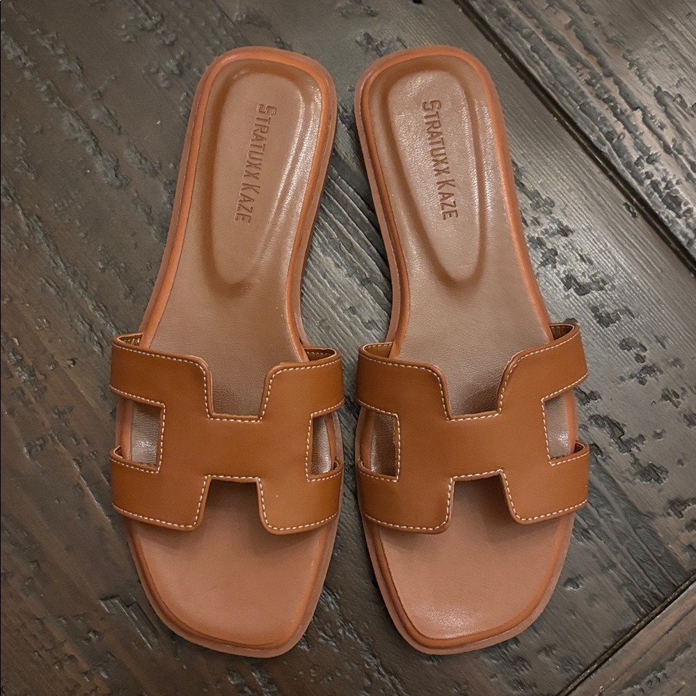 Strattux Kaze Tan H Sandals - New - Size 7 - Picture 2 of 4